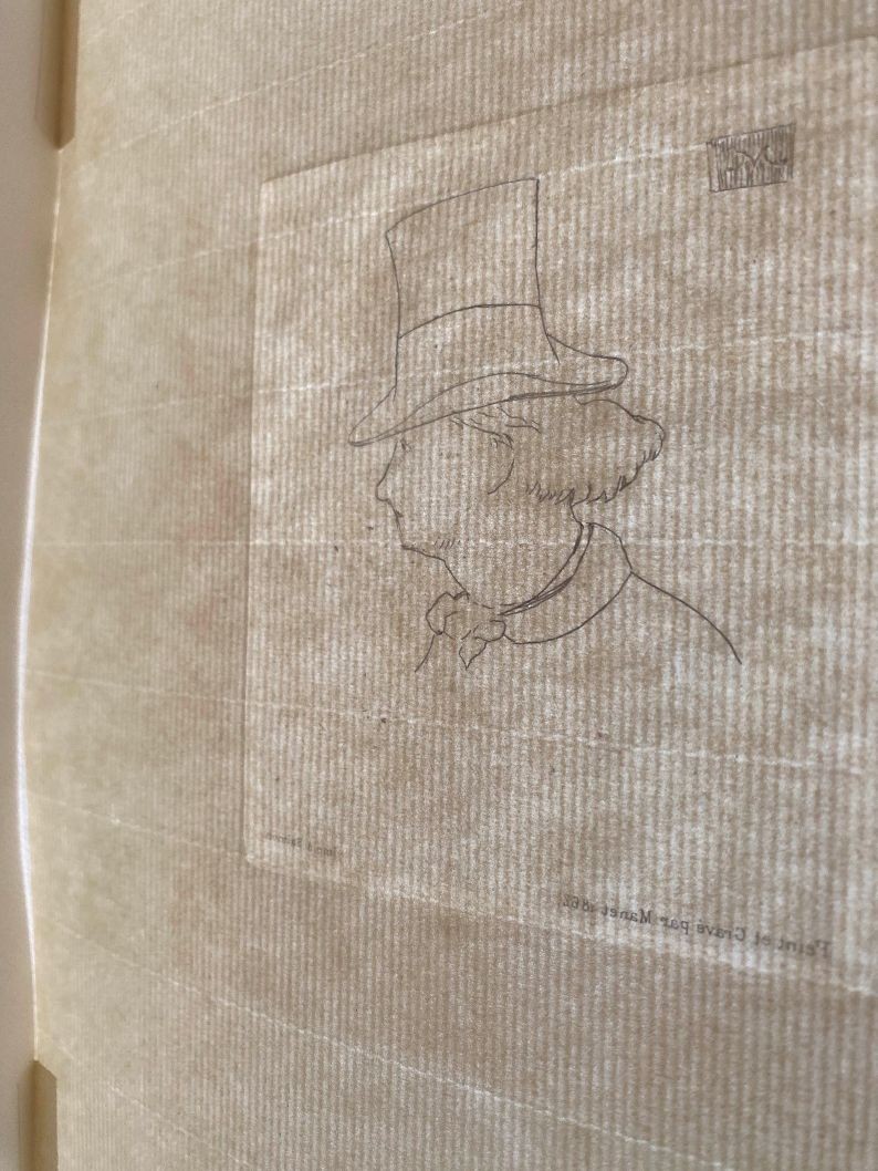 MANET. PORTRAIT PROFILE OF BAUDELAIRE. DRYPOINT ETCHING REAR PRINT