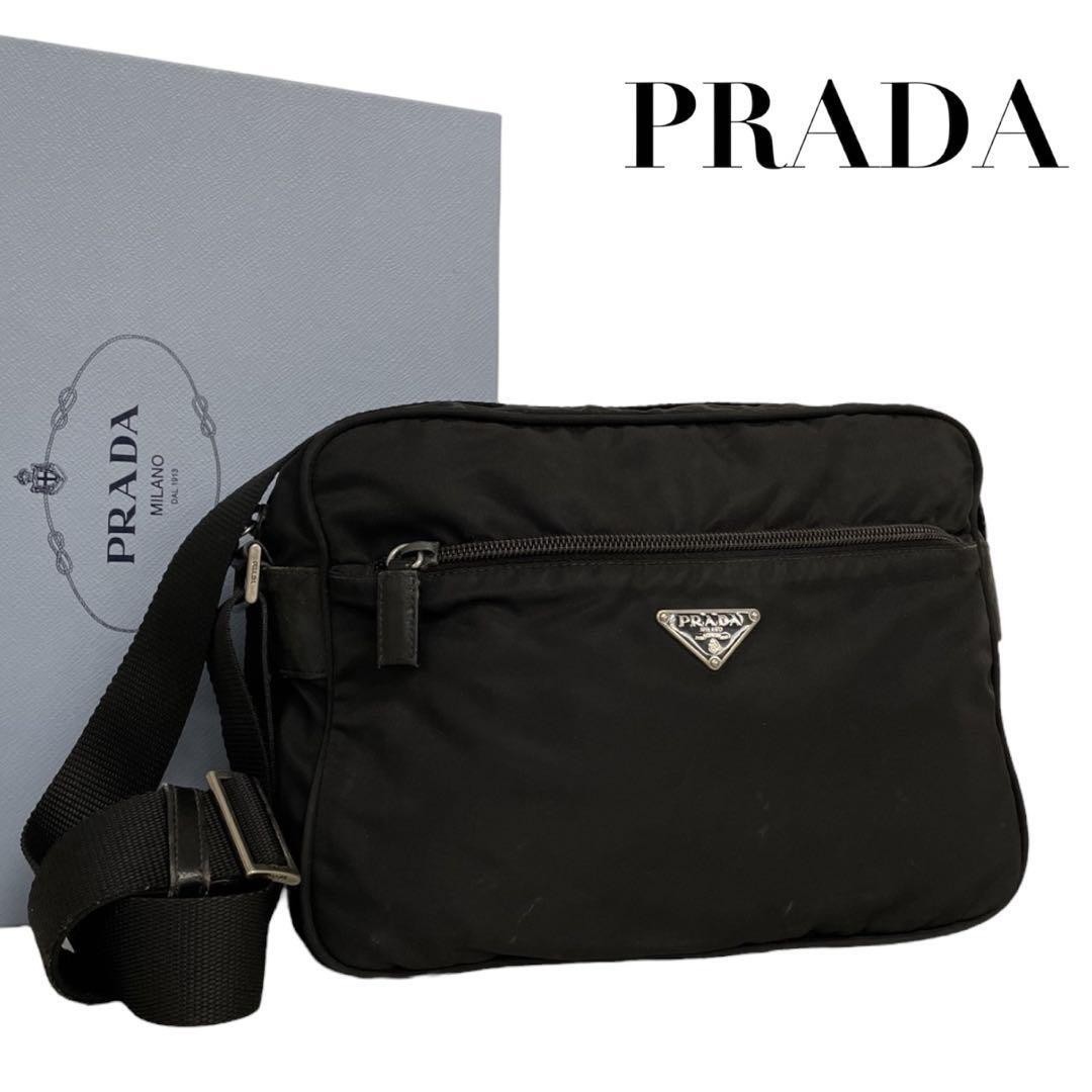 Prada Triangle Logo Nylon Black Shoulder Bag Camera Bag 4319