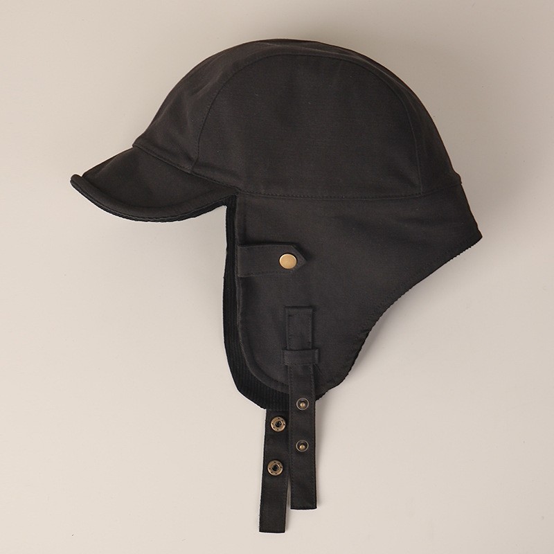 Unisex Corduroy Pilot Cap Soft Warm Reversible Ear Flap Hat for Autumn Winter