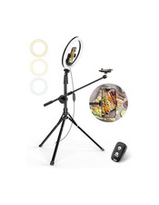 UBeesize 12" Selfie Ring Light with Stand and Overhead Phone Mount, 62" Tripod
