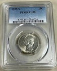1935 S Silver Washington Quarter 25c PCGS AU58 (0016). Free Shipping.