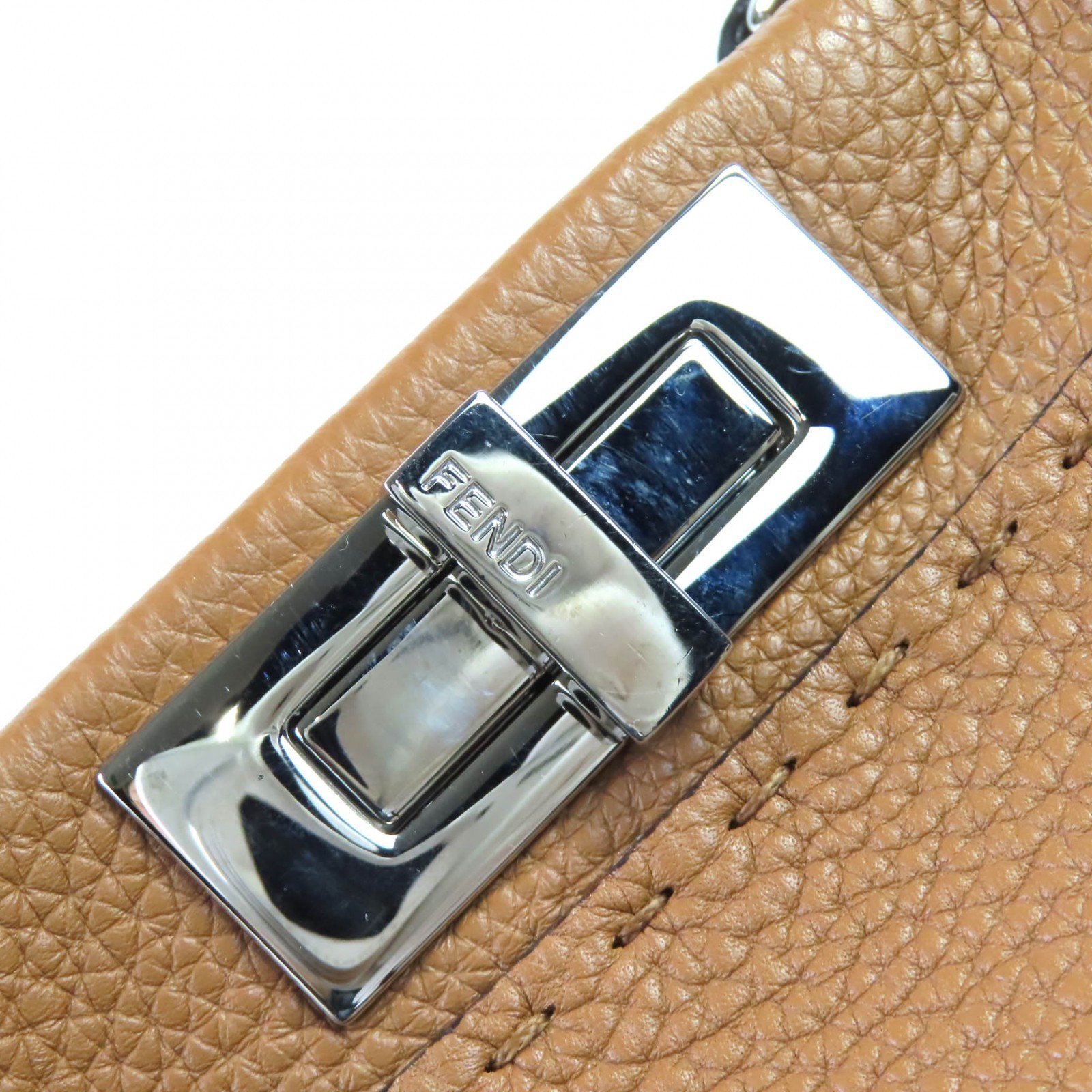 Excellent FENDI Shoulder Bag PEEKABOO Regular 2WAY handbag Brown leather Women thumbnail 13