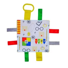 Lovey Chew Blanket Crinkle Toy Tag Square Sensory 1 Count (Pack of 1), Wizard 