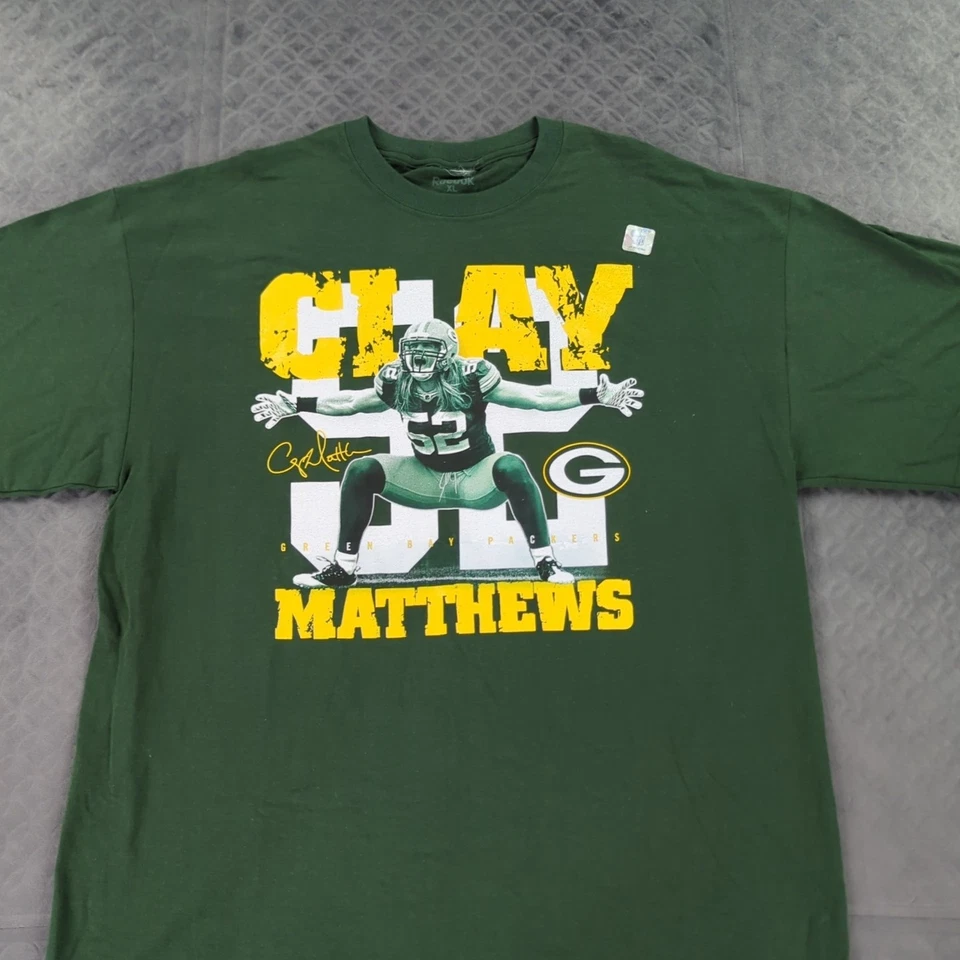 Camisa Green Bay Packers argila Matthews Reebok Y2K verde manga curta masculina GG - Imagem 3 de 4