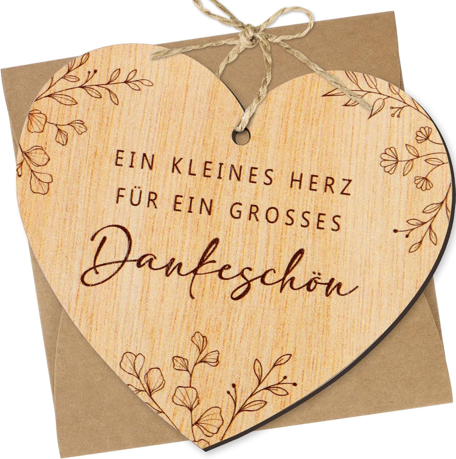Dankeschön Geschenk Holz Dankeskarte Herzform Umschlag Hochzeit Geburtstag Jahre
