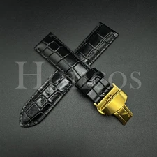 20 22 MM Leather Alligator Vintage Watch Strap Band Clasp Fits for IWC Black USA