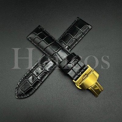 18 20 22 MM Leather Alligator Vintage Watch Strap Band Clasp Fits Casioak Black