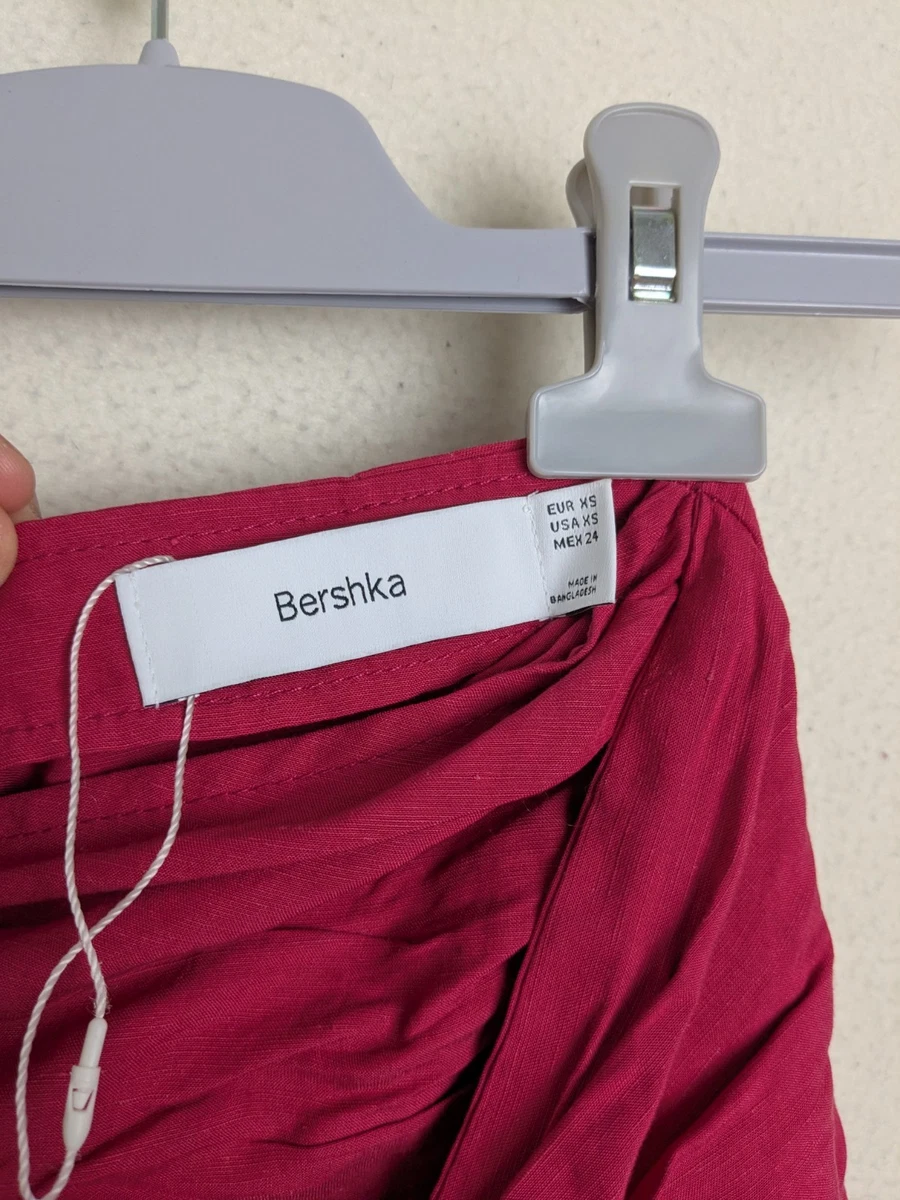 Bershka Damas Talla XS Rosa Casual Mini Falda Cremallera Envoltura Frontal