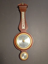 Vintage Airguide Banjo Wall Weather Station Barometer Thermometer Hygrometer USA