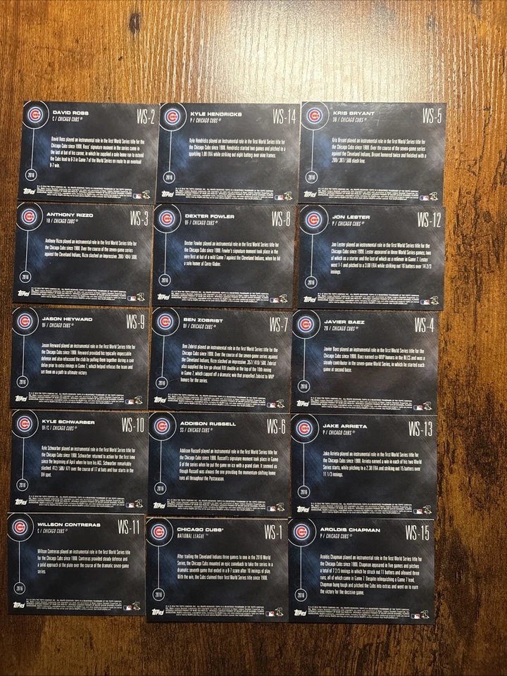 Juego completo Topps Now World Series Chicago Cubs 2016🔥 Foto 3 de 3