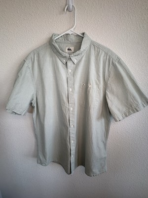 Quicksilver Shirt Men's X-Large Cotton Light GreenShort Sleeve Button Down