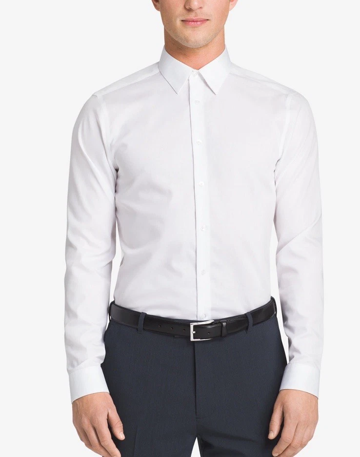 calvin klein white dress shirt men Calvin Klein Men's Infinite Color Regular Fit Dress Shirt - White
