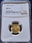 1902 $2.50 LIBERTY HEAD GOLD QUARTER EAGLE NGC MS61 BEAUTIFUL COIN!