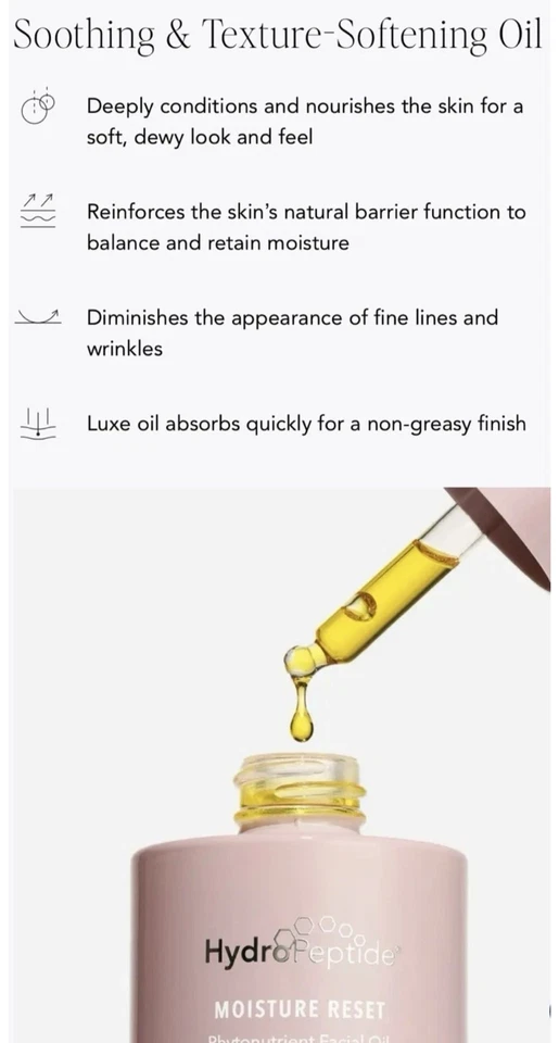 HydroPeptide Moisture Reset Phytonutrient Pure Hydration Anti Age Facial Oil 1oz - Image 4 of 4