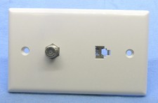 Philmore TWP11V 4 Conductor RJ11  F-81 Coax, White Combo Wall Plate