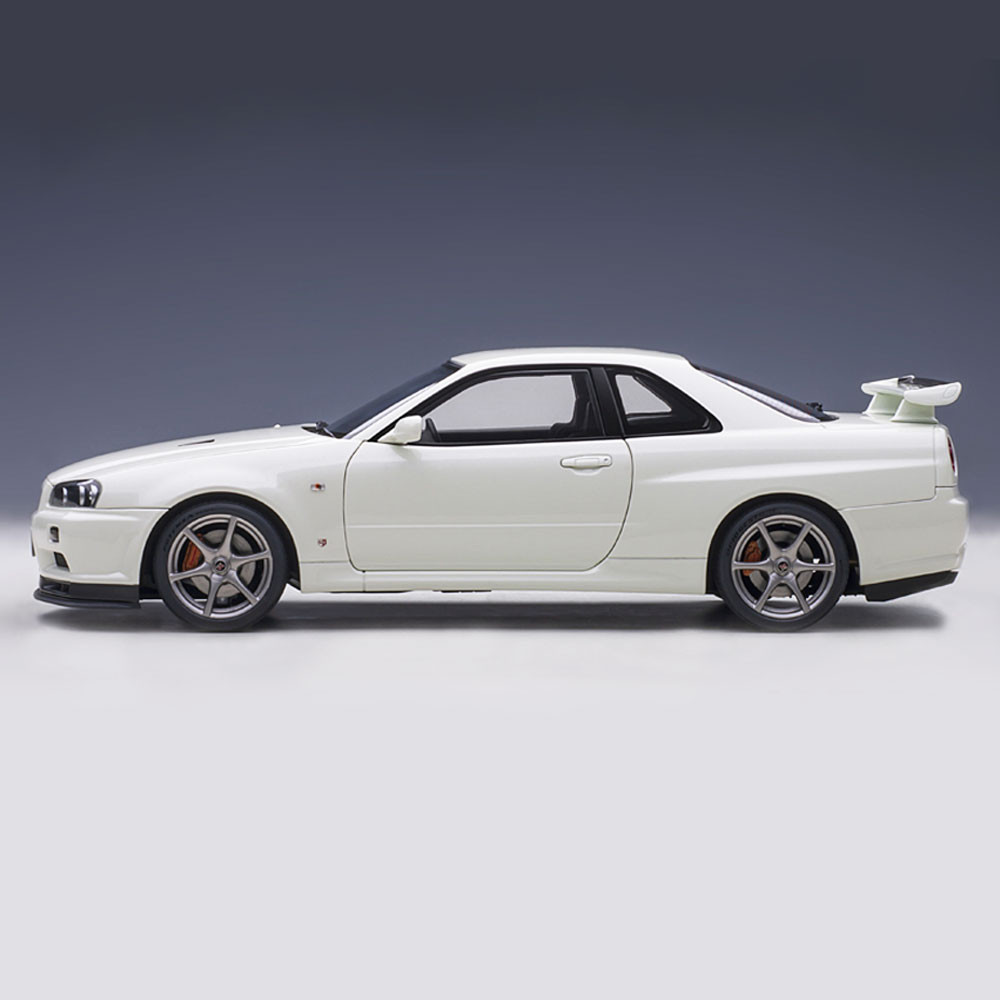 Mini Car 1/18 NISSAN SKILINE GT-R R34 V Spec II White Pearl Auto