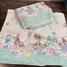 Vintage 2 Riegel Teddy Beddy Bear with Dreamland Blocks Baby Receiving Blanket