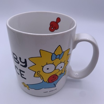 Vintage 1990 Rare Simpsons Maggie Simpson Baby Face Coffee Mug Pacifier Groening