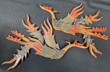 Mid-Century Indonesian Balinese Carved Garuda Bird Sculpture - MOP Inlay, Red Go