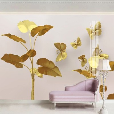 Kn-Collection Vlies Photo Wallpaper Luxury Plant Leaves Butterfly 9854