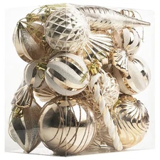 Christmas Ornaments Shatterproof Plastic Tree Ornaments 24 PCS Shaped Styles ...