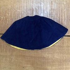 Vintage Handmade Navy Blue Corduroy Mini Circle Skirt Yellow Lined Doll