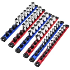 WORKPRO 6-Piece Magnetic Socket Organizer Sets Aluminum Alloy Socket Rail Holder