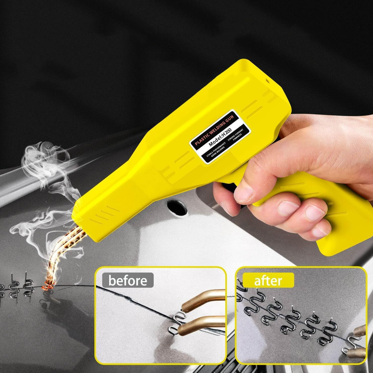 200W Plastic Welder, 2000PCS Staples 10PCS Sandpaper, Plastic Welding Kit, Plier