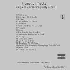 Rap/Hip-Hop. White CD. King Von - Grandson [Dirty Album]
