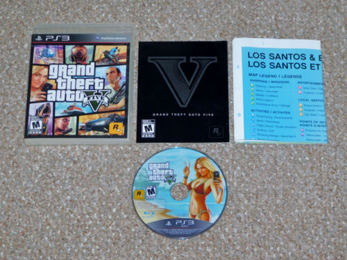 Grand Theft Auto V Sony PlayStation 3 PS3 complet avec carte étiquette noire - Photo 1 sur 3