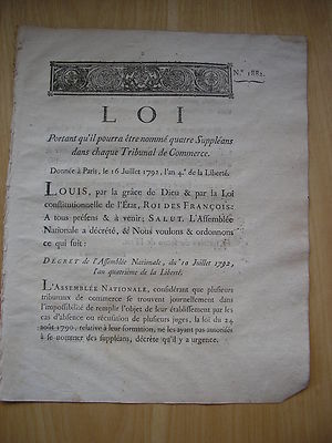 Act Appointing 4 Substitutes in Each Commercial Court 1792