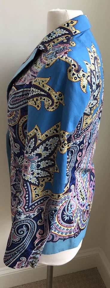 Blazer Chaqueta Algodón Cachemira Azul Etro IT42/US 6 Foto 3 de 4