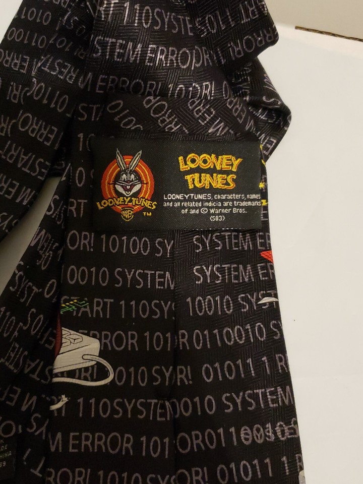 Looney Tunes Mens Necktie 1993 Taz Computer IT Geek A