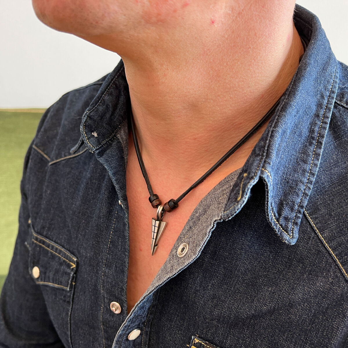 Men's Leather Necklace With Steel Pendant | Weston Jon Bouchér – WESTON JON  BOUCHÉR