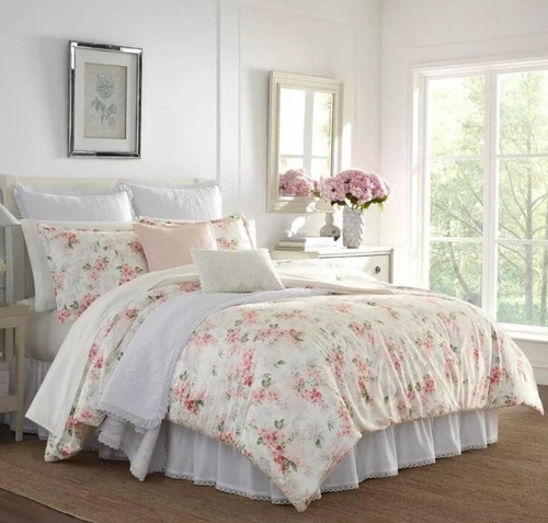 ❤️Laura Ashley “Chloe” Comforter 3PC Set 96" x 92" Full/Queen Pink Floral NWT - Picture 8 of 9