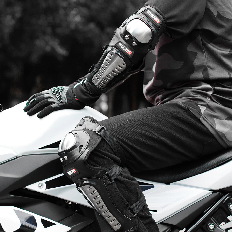 WOSAWE Motorcycle Protective Knee Elbow Pads Gear Shin Armor Motorbikr Guards - Image 3 of 4