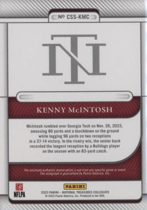 2023 Panini National Treasures Collegiate Kenny McIntosh #CSS-KMC