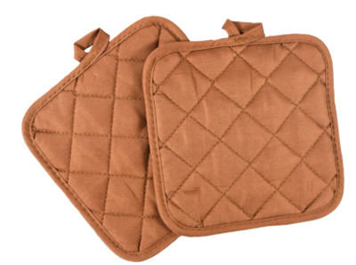 Home Collection 100% Cotton 2 Pot Holders Set ~ Taupe