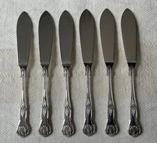 Vintage Set 6 Sheffield EPNS A1 Silver Plate Fish Knives KINGS PATTERN Cutlery