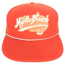 Vintage Myrtle Beach Hat Mesh Cap Logo Rope Snapback 87 Baseball Trucker Orange