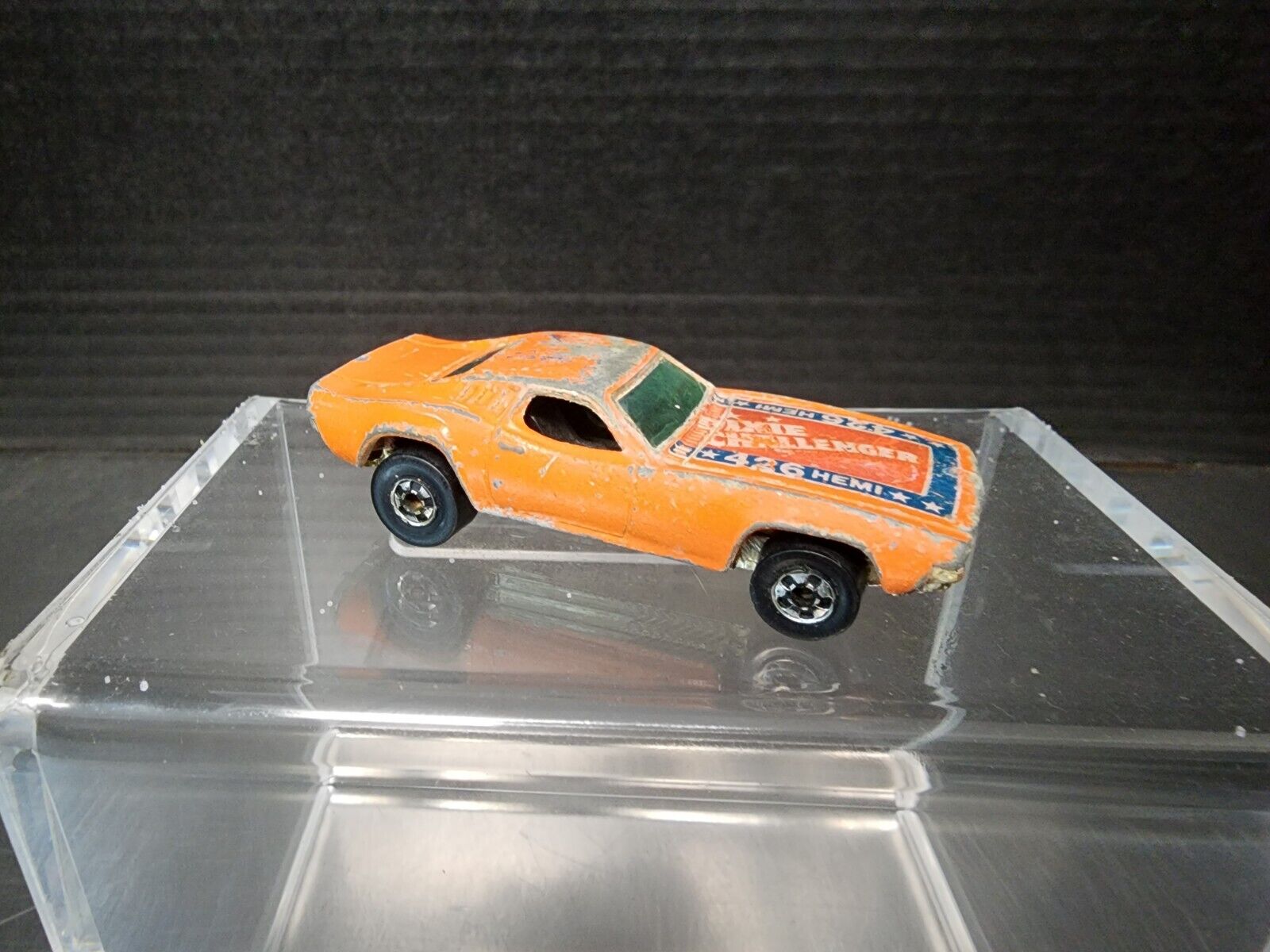 RARE 1970 HOT WHEELS Orange Dodge Dixie Challenger 426 HEMI Car Black Wall  Tires