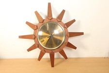 Vintage Anstey & Wilson Sunburst Wall Clock 60s 70s Starburst Teak Mid Century