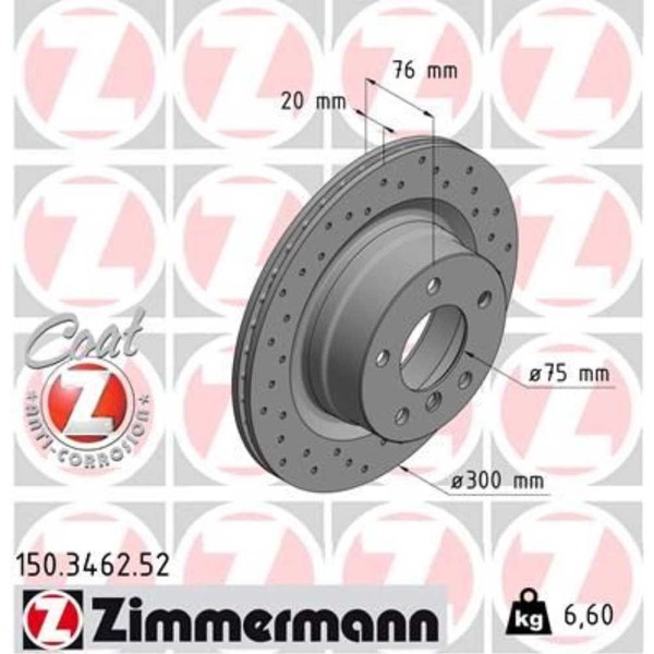 Zimmermann 2X Bremsscheibe Hinten Ø300 Mm FüR BMW 1Er Cabriolet E88 118I 118D-image