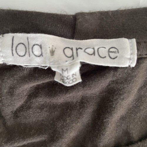 Lola Grace Olive Green T-shirt Knot Midriff Women’s Size Medium Casual Comfort - Picture 2 of 8