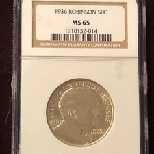 1936  ARKANSAS  ROBINSON  HALF  DOLLAR   NGC  MS  65