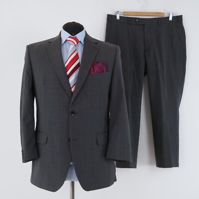 Herren DIGEL Anzug 42 S UK Größe Hose W35 L25 dunkelgrau Wolle 2-teilig
