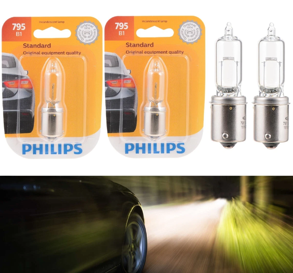 Philips 795 BA15S 50W Two Bulbs Light Replacement Lamp Stock Halogen Plug Play