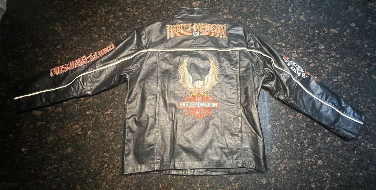 Vintage 90's Harley Davidson Men's Leather Moto Jacket/Embroidered