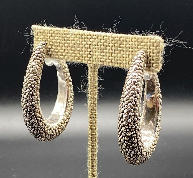 E & LSterling Silver Electroform Caviar Bead 'J' Shaped