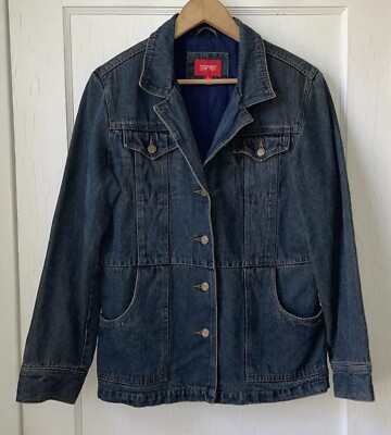 ESPRIT Vintage Sz L Women s Denim Chore Jacket Lined